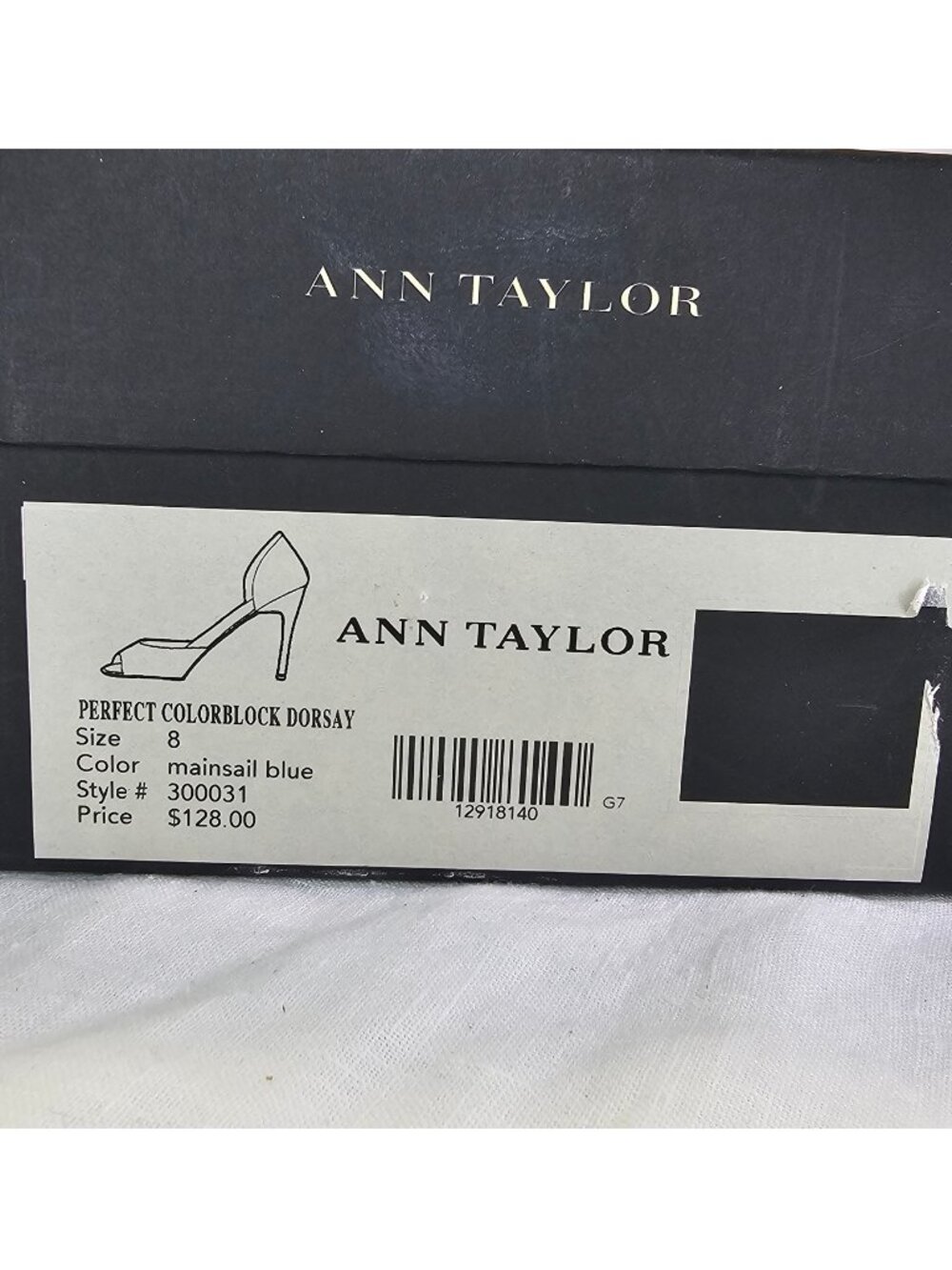 Ann Taylor Perfect Colorblock DOrsay 3.5” Stiletto Heel Peep Toe 8 Mainsail Blue - Picture 12 of 12